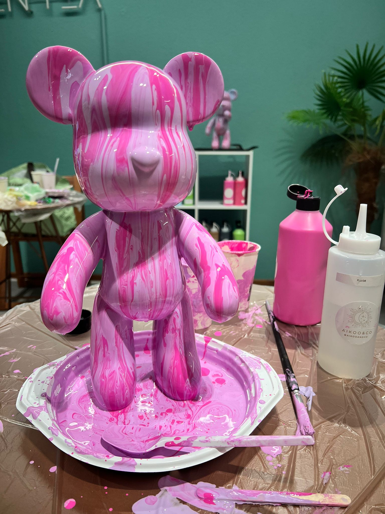 bear painting rose bear fluid rose